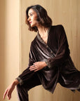 Mocha Luxe Embellished Velvet Co-ord Set