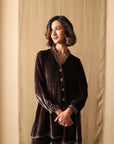 Mocha Luxe Embellished Velvet Co-ord Set