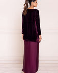 Plum Luxe Velvet Kurta & Draped Pant Set