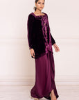 Plum Luxe Velvet Kurta & Draped Pant Set