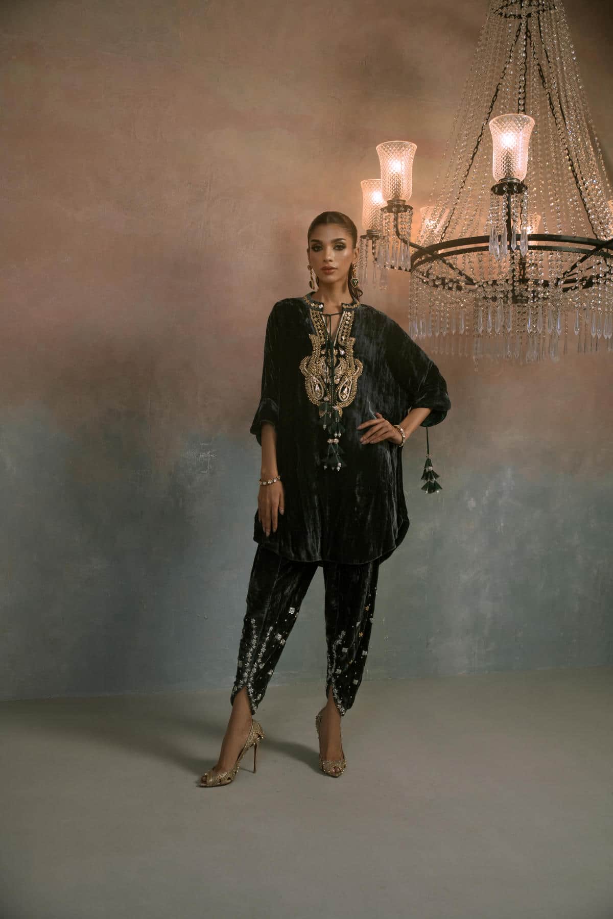 Regal Green Velvet Statement Co-ord