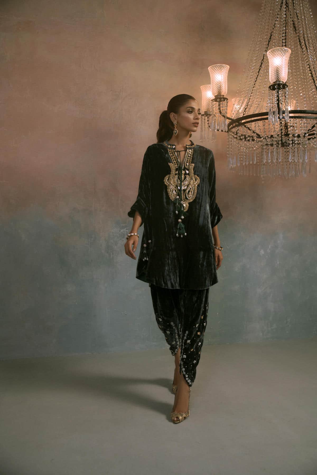 Regal Green Velvet Statement Co-ord
