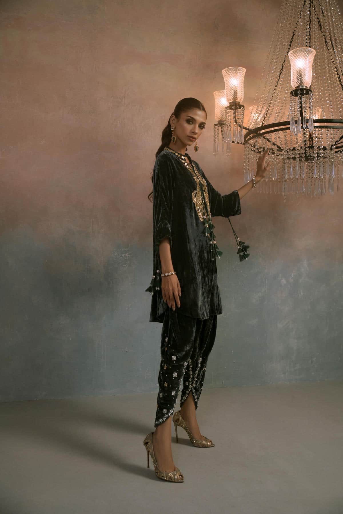 Regal Green Velvet Statement Co-ord