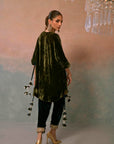 Olive Opulence Embroidered Velvet Set