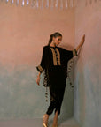 Regal Green Hand-Embroidered Velvet Ensemble