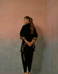Regal Green Hand-Embroidered Velvet Ensemble