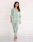 Ice Blue Luxe Velvet Co-ord Set