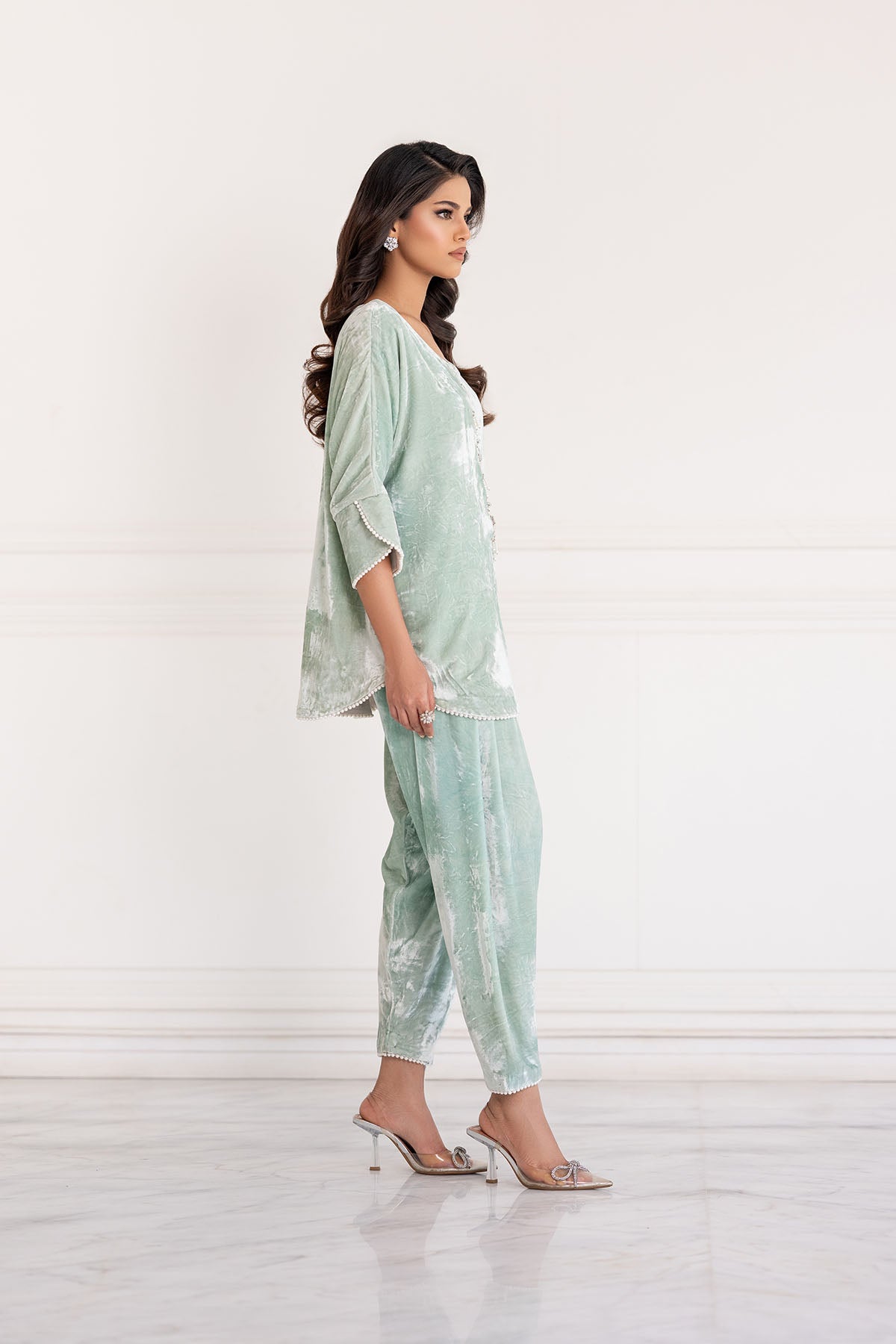 Ice Blue Luxe Velvet Co-ord Set