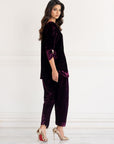 Berry Noir Velvet Kurta & Pant Set