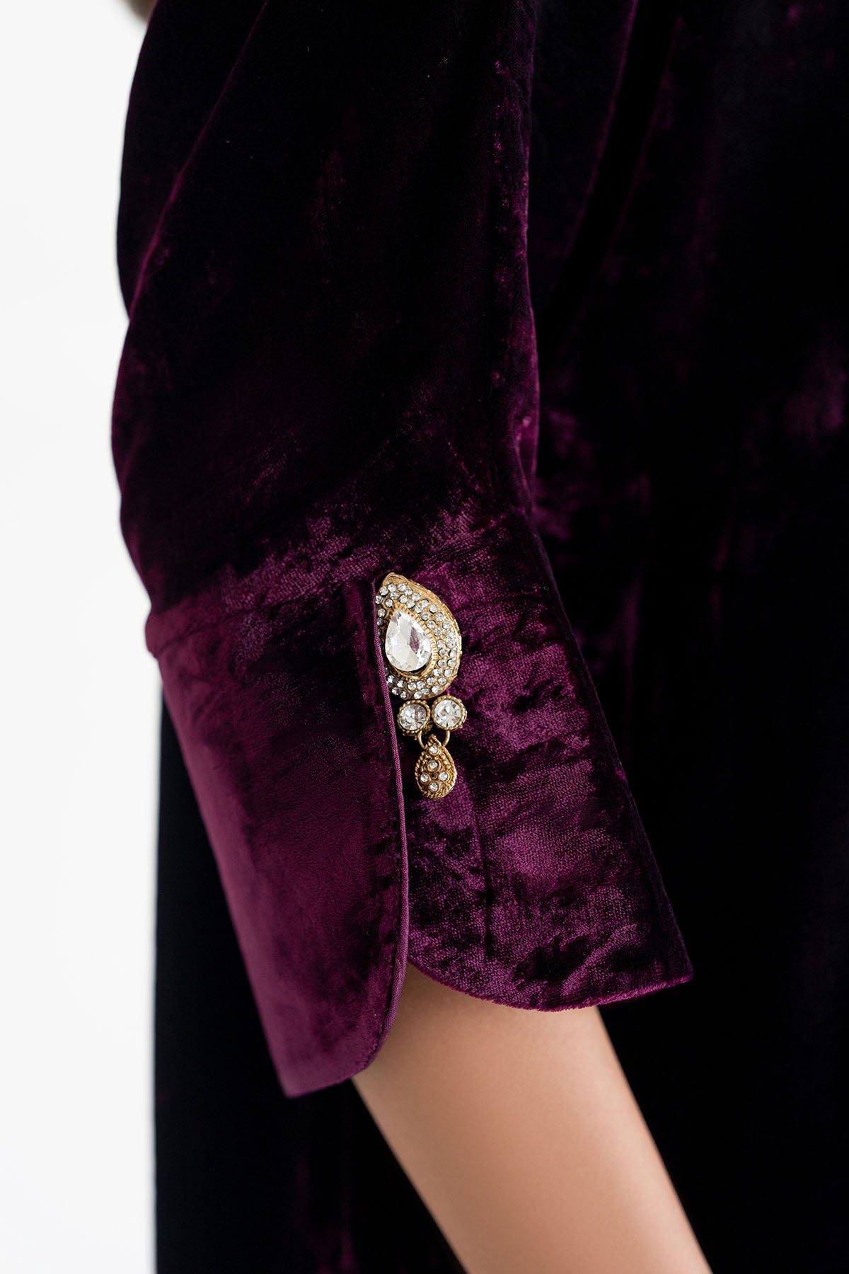 Berry Noir Velvet Kurta &amp; Pant Set