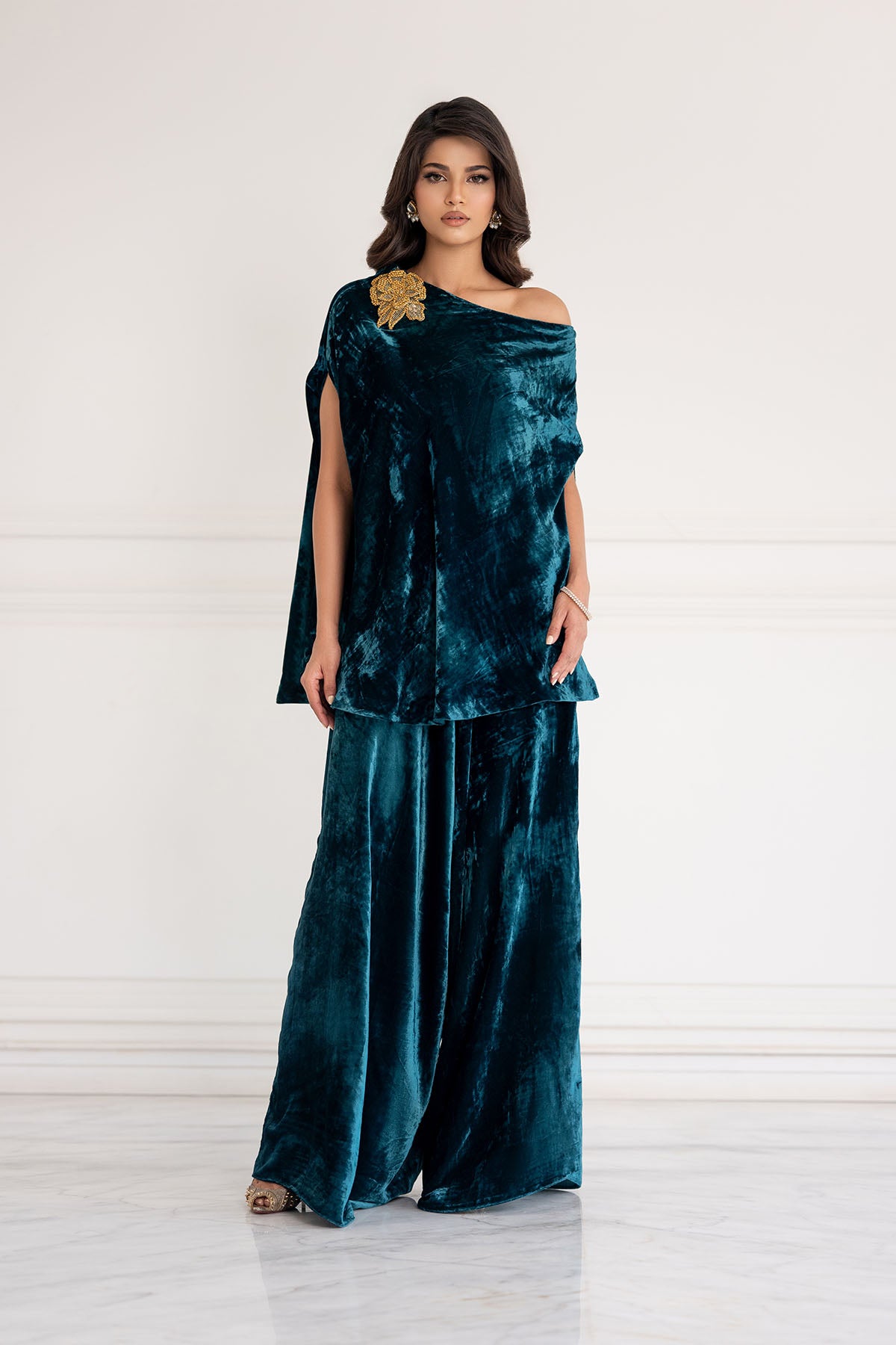Ocean Teal Statement Velvet Co-ord