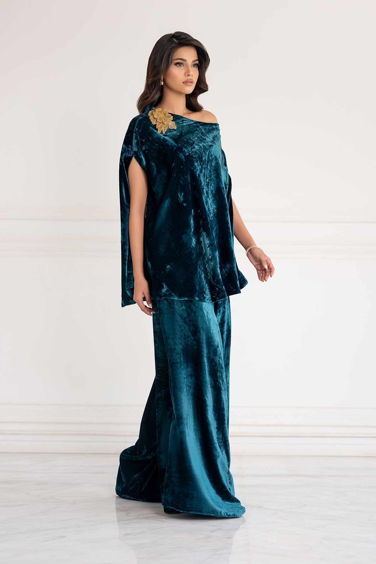 Ocean Teal Statement Velvet Co-ord