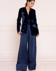 Blue Noir Structured Velvet Farshi Set