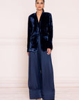 Blue Noir Structured Velvet Farshi Set