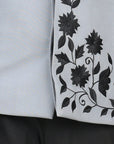 Grey and Black Bandgala with Thread Embroidery