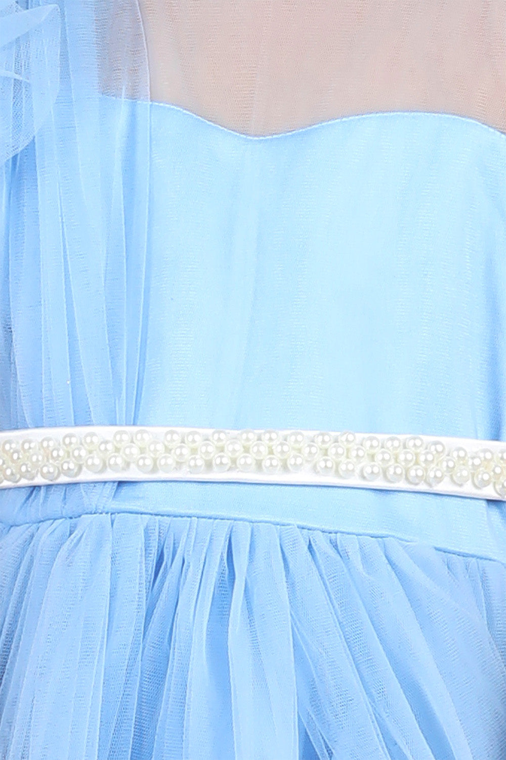 Ice Blue Dress with Tulles Asnd Pearl Belt