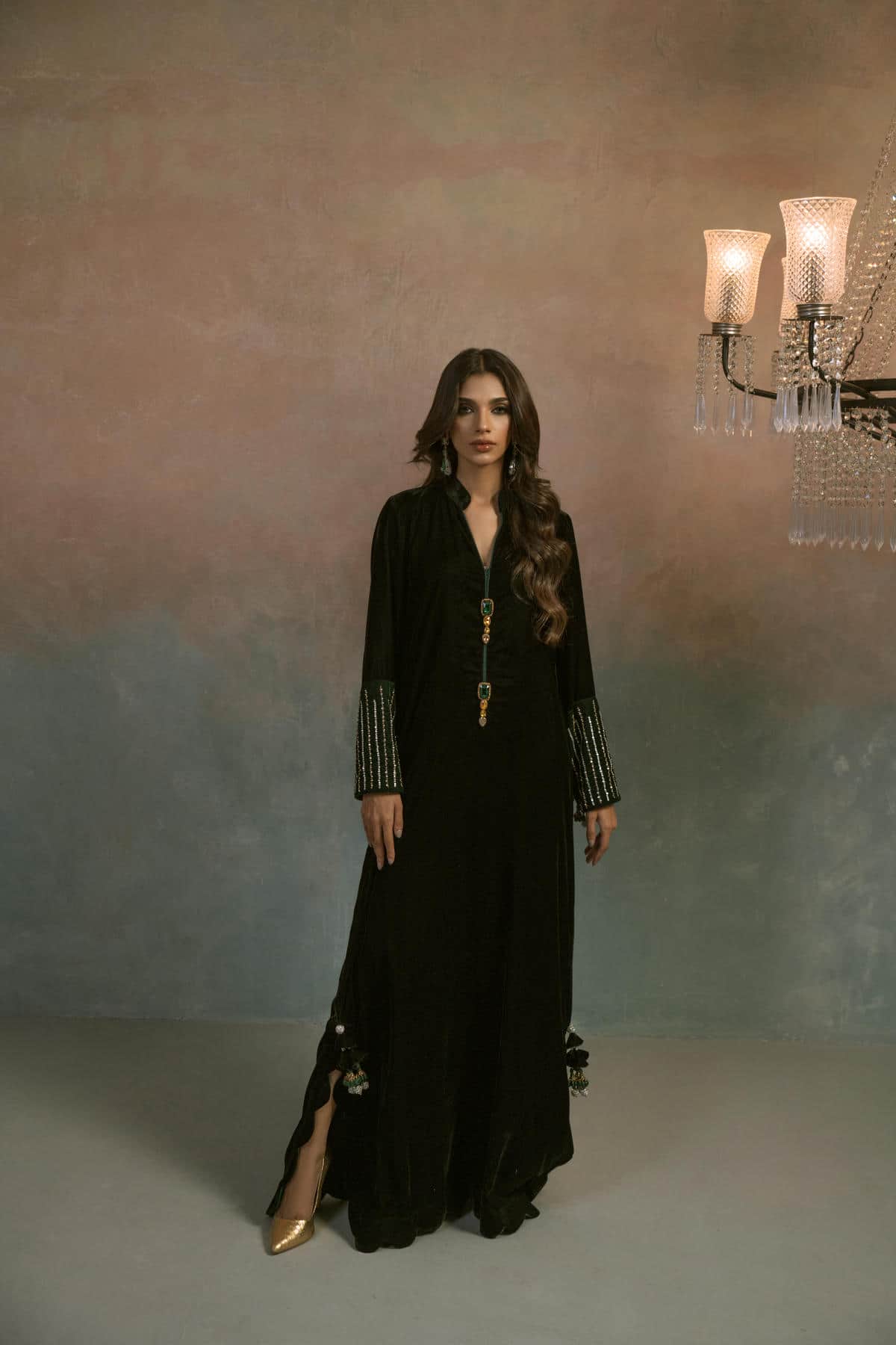 Noir Emerald Bottle Green Kaftan