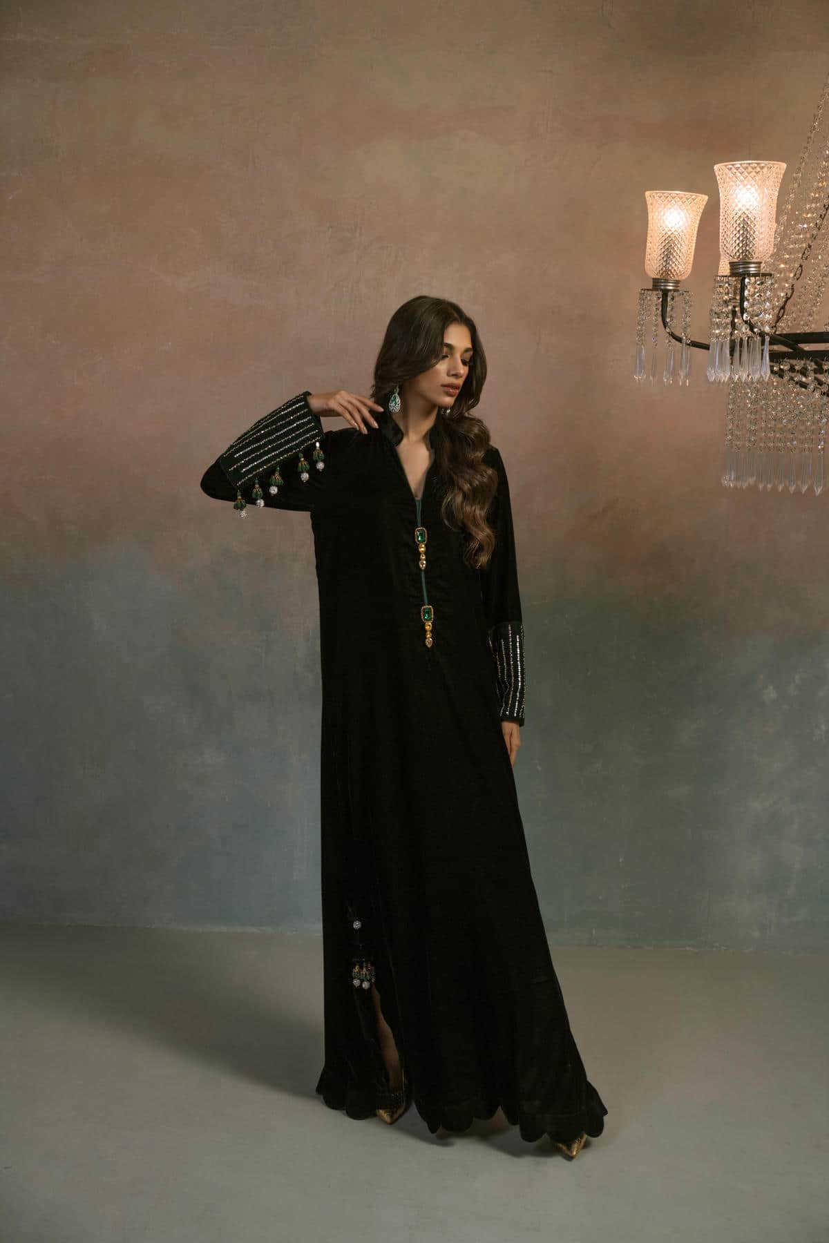 Noir Emerald Bottle Green Kaftan