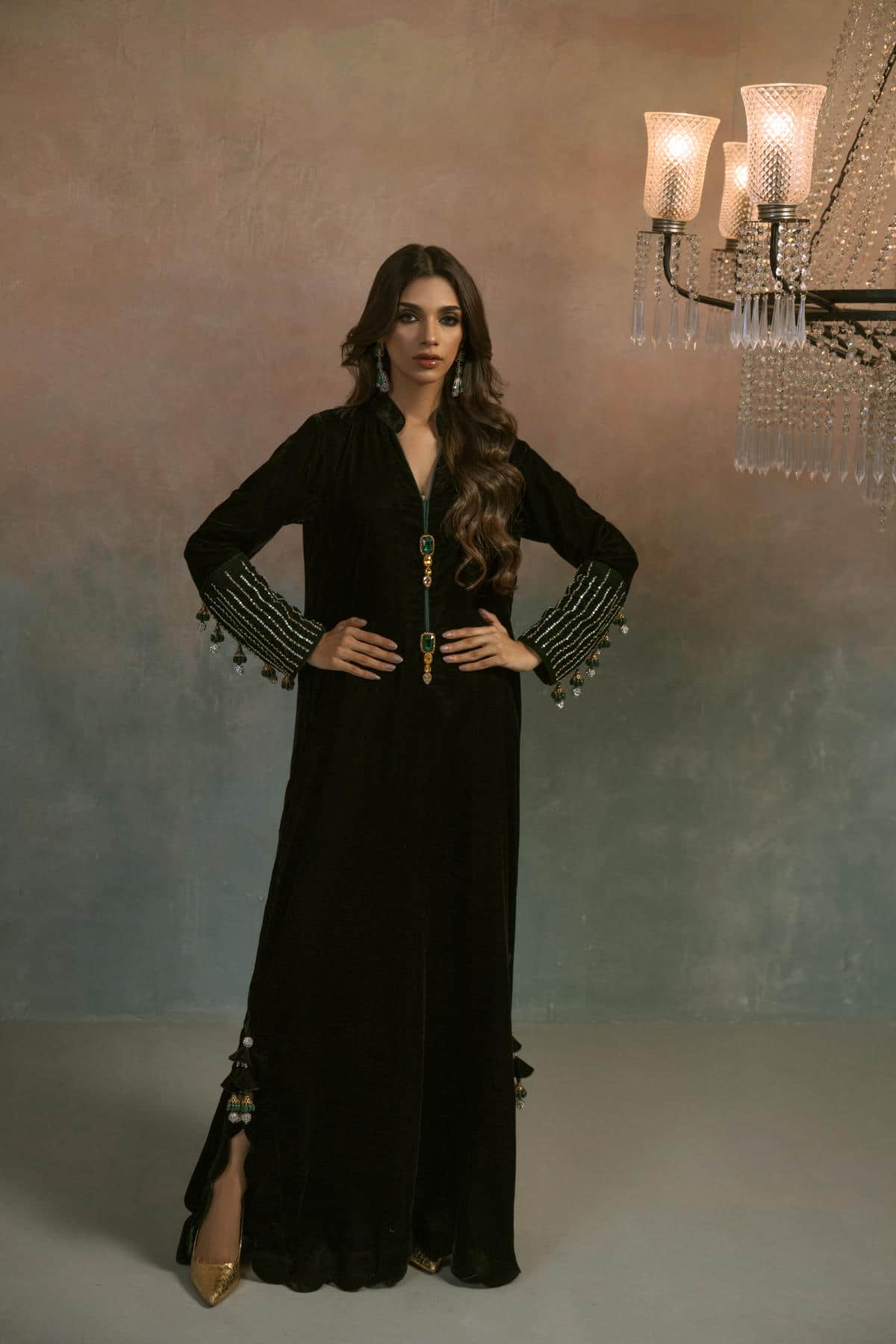 Noir Emerald Bottle Green Kaftan