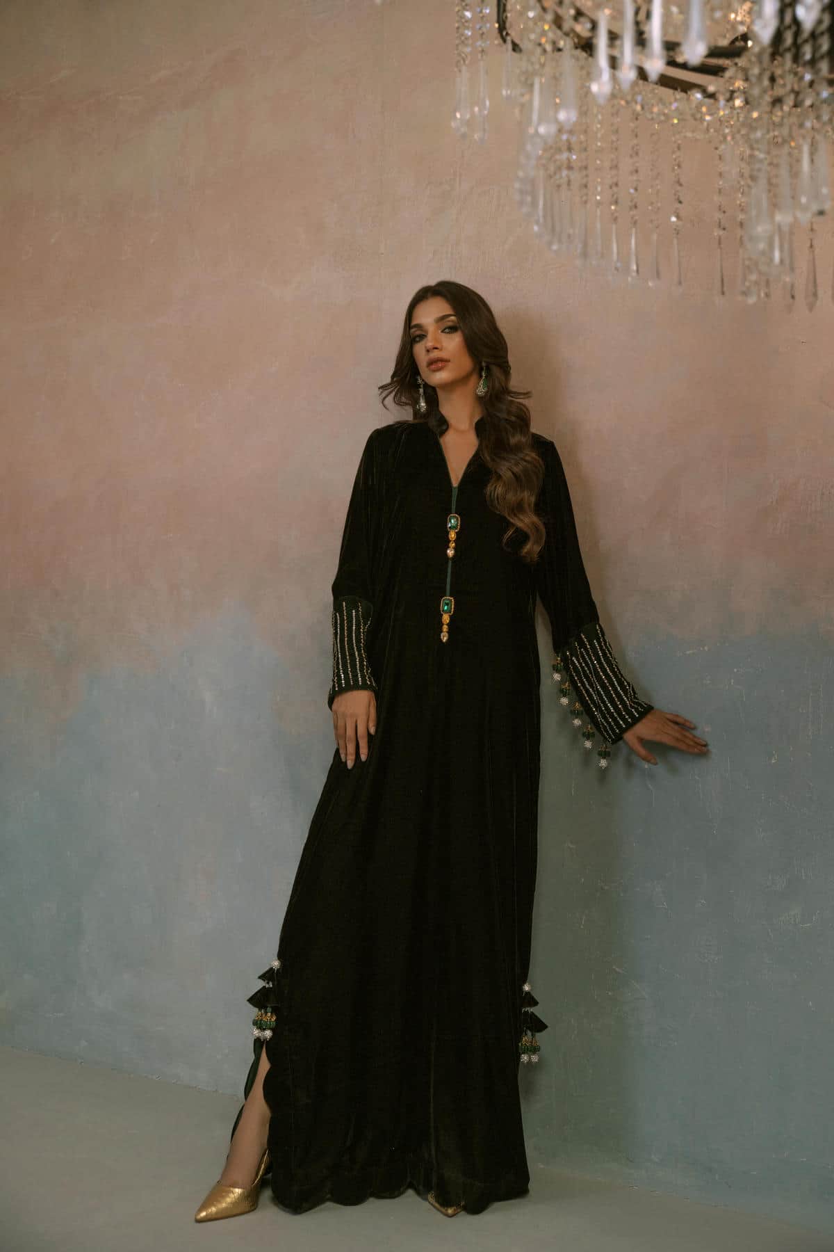 Noir Emerald Bottle Green Kaftan
