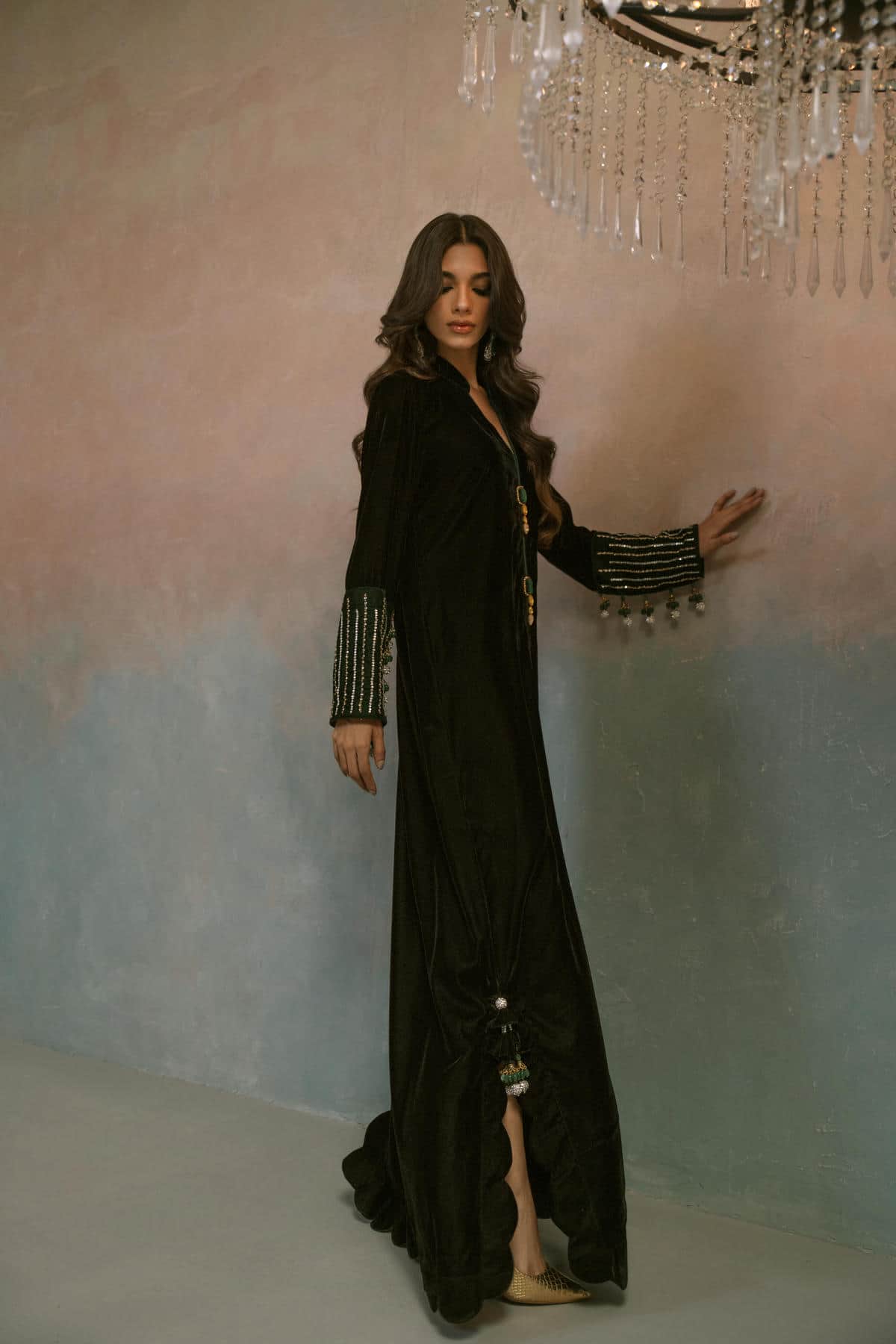 Noir Emerald Bottle Green Kaftan