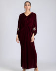 Maroon Royale Embellished Velvet Kaftan