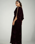 Crimson Luxe Hand-Embroidered Kaftan