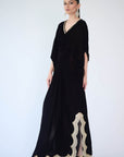 Noir Scallop Luxe Kaftan Gown