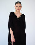 Noir Scallop Luxe Kaftan Gown