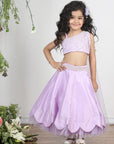 Lilac Blouse with Scalloped Lehanga