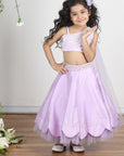 Lilac Blouse with Scalloped Lehanga