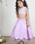 Lilac Blouse with Scalloped Lehanga