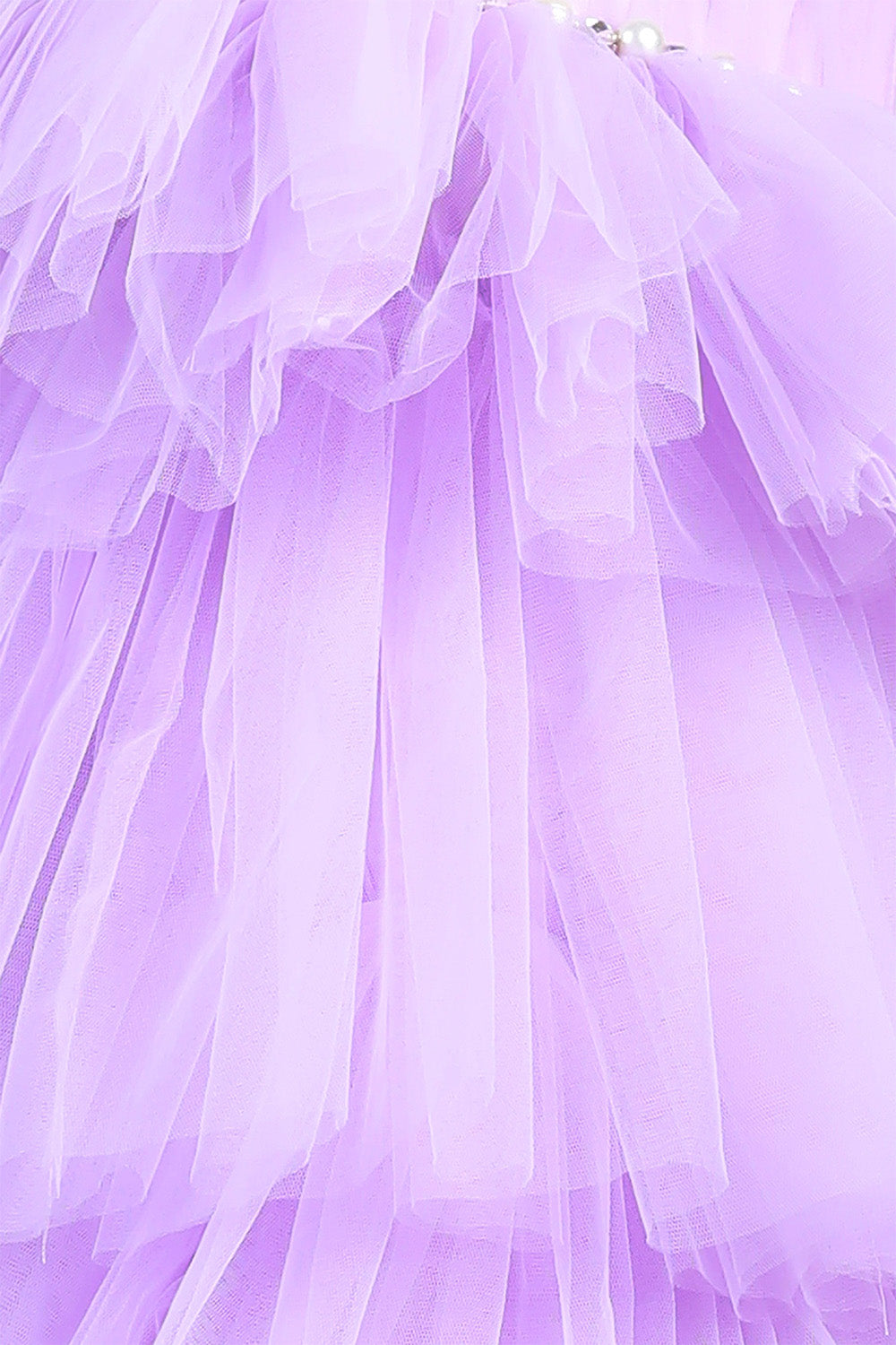 Lilac Off Shoulder Gown with Net Detailing