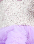 Lilac Pearl Embroidered Yoke with Net Tulles In Flare and Detachable Tail