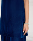 Midnight Blue Velvet Flared Suit Ensemble