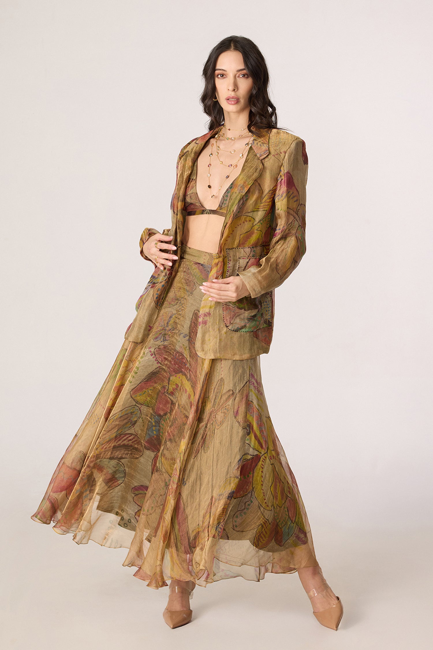 Micah Blazer, Arleth Bralette, Revah Skirt