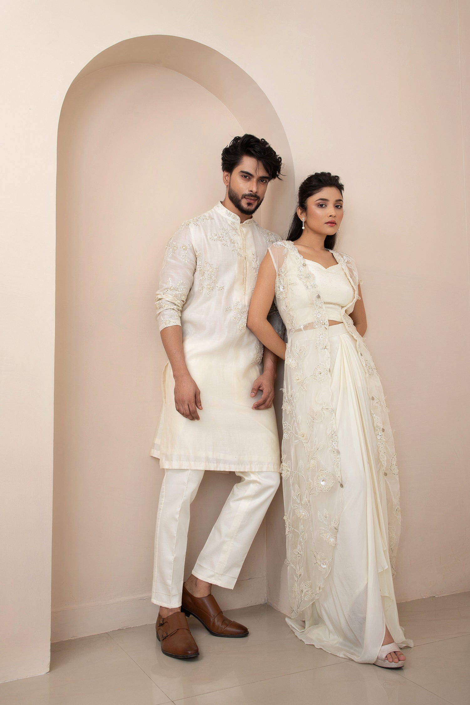 Ivory Wildflower Jacket and Drape Skirt Set