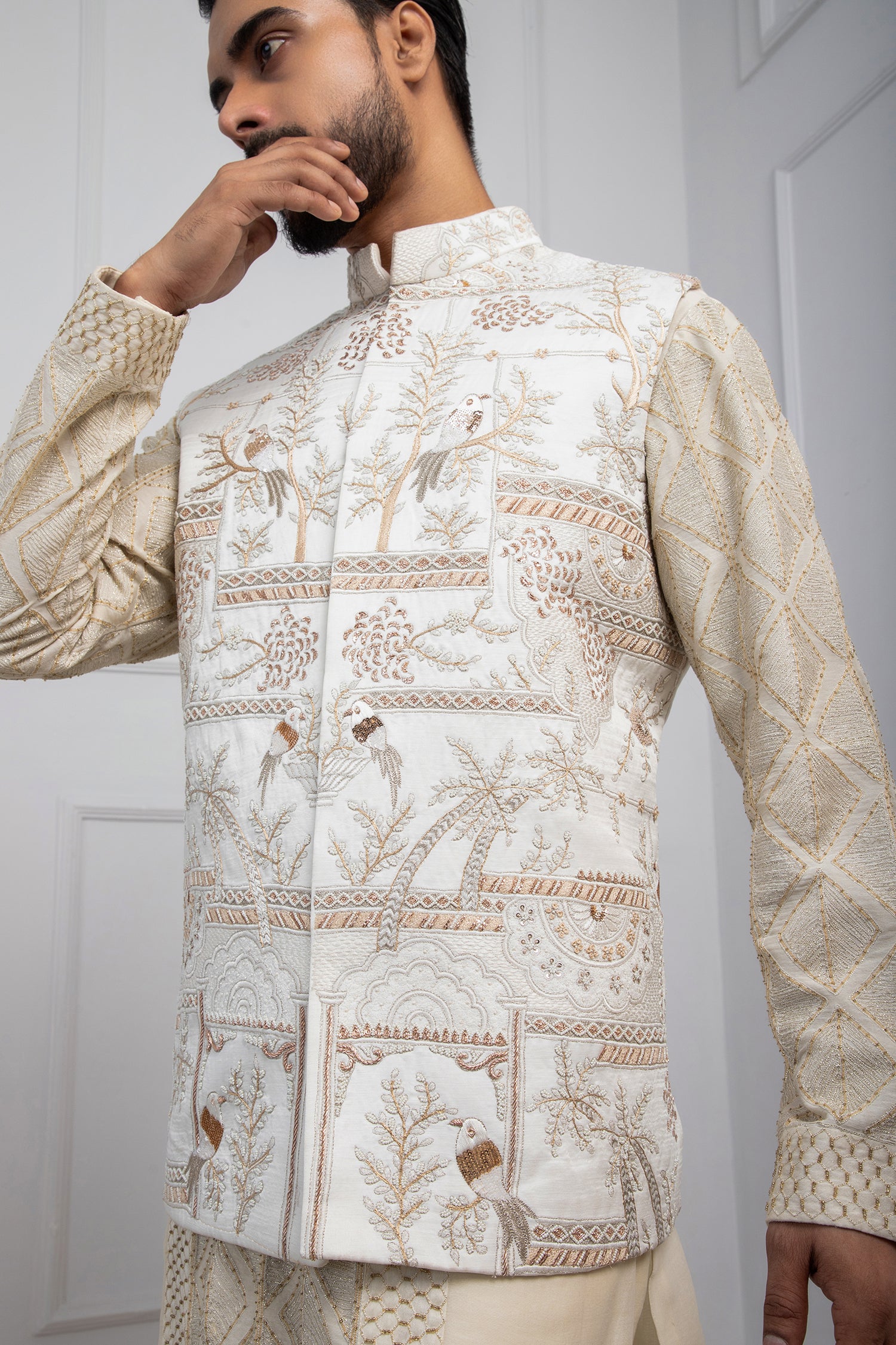 Gilded Ivory Nehru and Kurta Set
