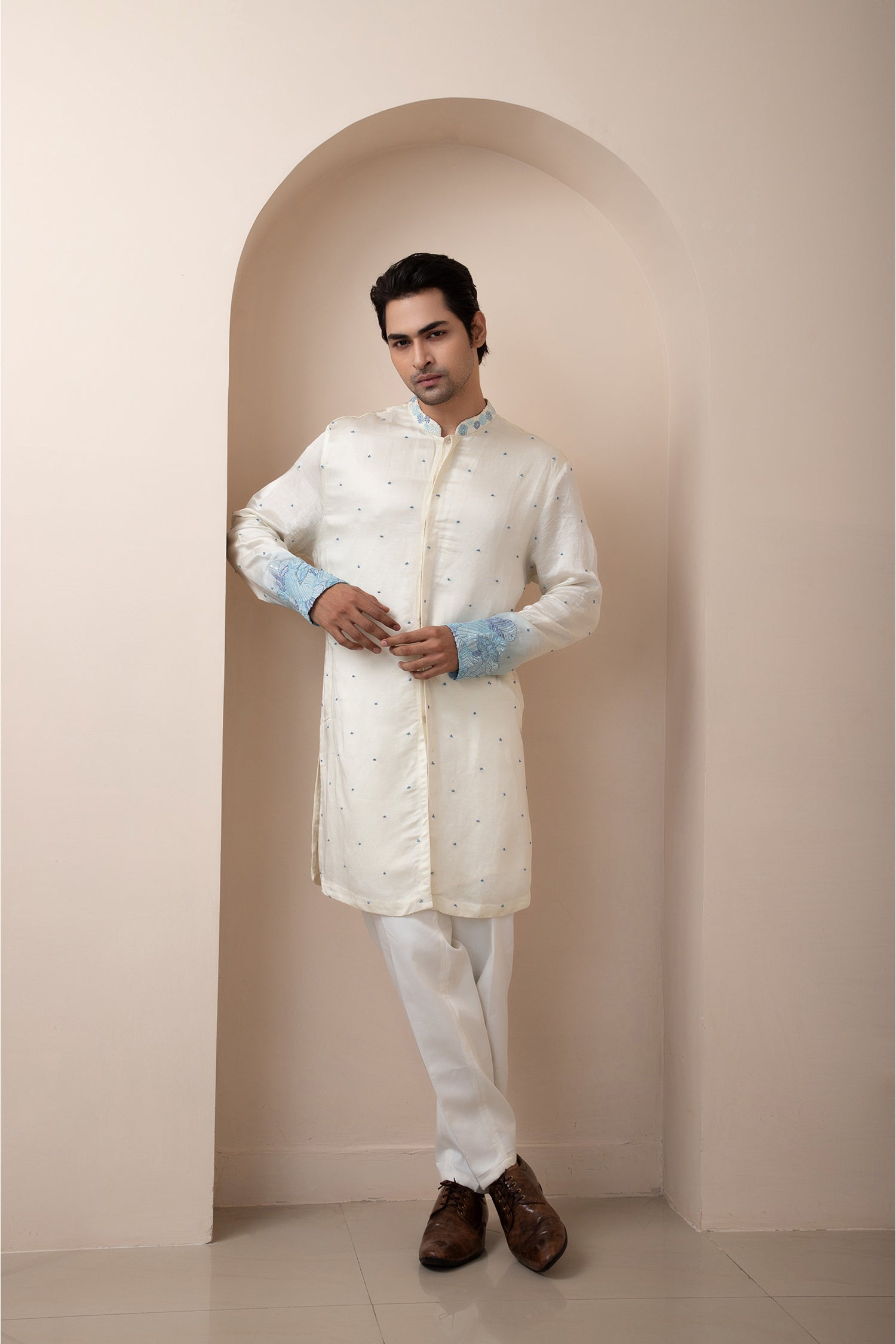 Arctic Pearl Nehru and Kurta Set