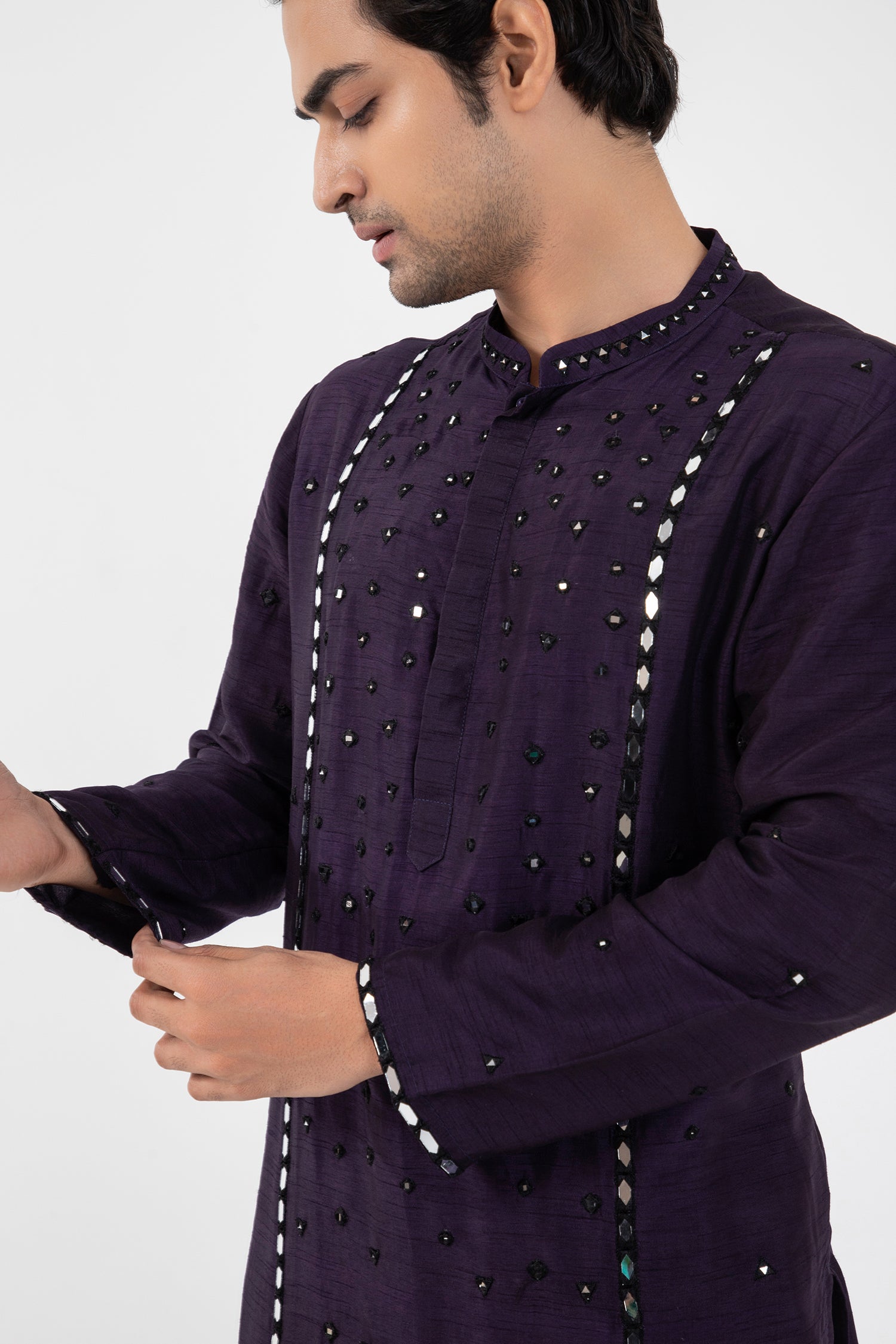 Dark Raven Nehru and Kurta Set