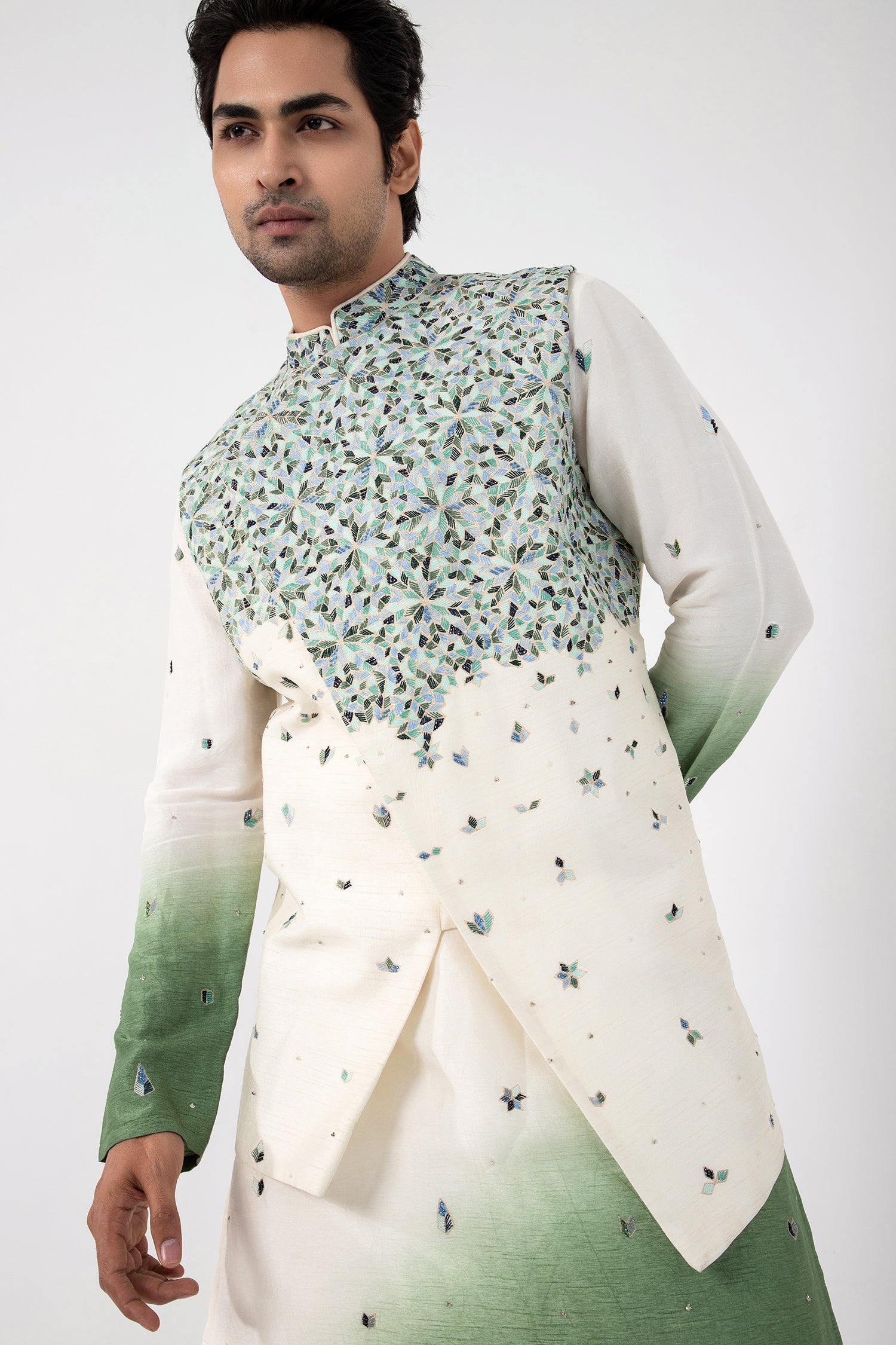 Seafoam Nehru and Kurta Set