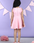 Dress with Embroiderd Flower Patches and Frill On Armhole