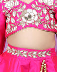Heavy Embroidered Blouse with Scalloped Lehenga  and Chunni