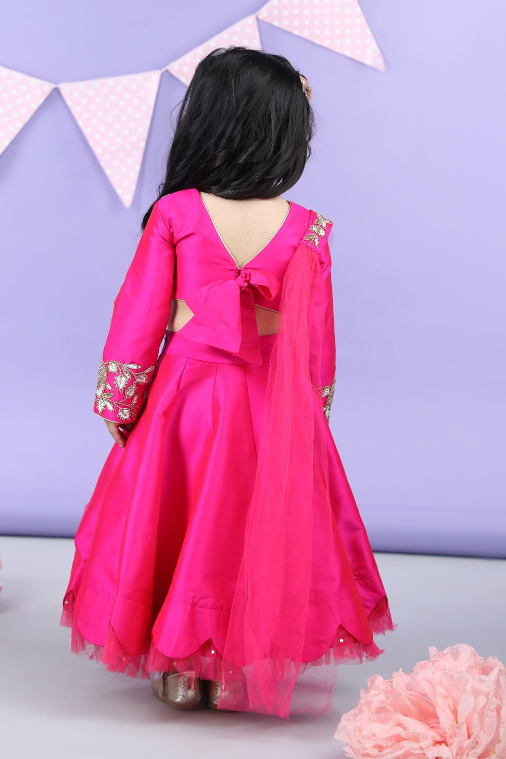 Heavy Embroidered Blouse with Scalloped Lehenga  and Chunni