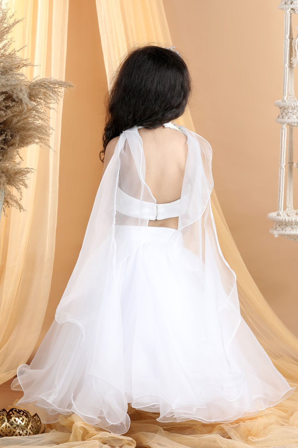 Heavy Embroidered Blouse with Organza Lehenga