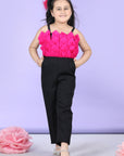 Jumpsuit Emblissed with Fabric Flower In Contrast Color