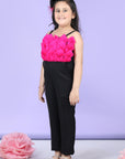 Jumpsuit Emblissed with Fabric Flower In Contrast Color