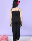 Jumpsuit Emblissed with Fabric Flower In Contrast Color