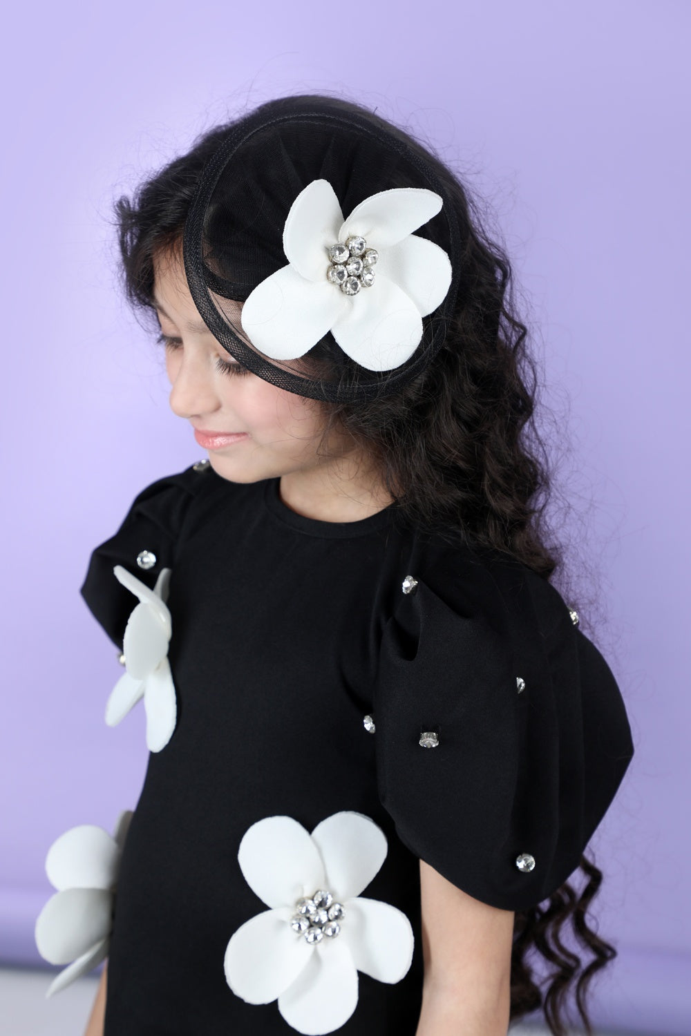 Straight Dress Embellished with 3D Flower and Stone Scattering