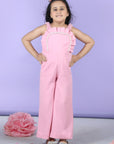 Jumpsuit Emblissed with Fabric Frill and Pearl Detailing.
